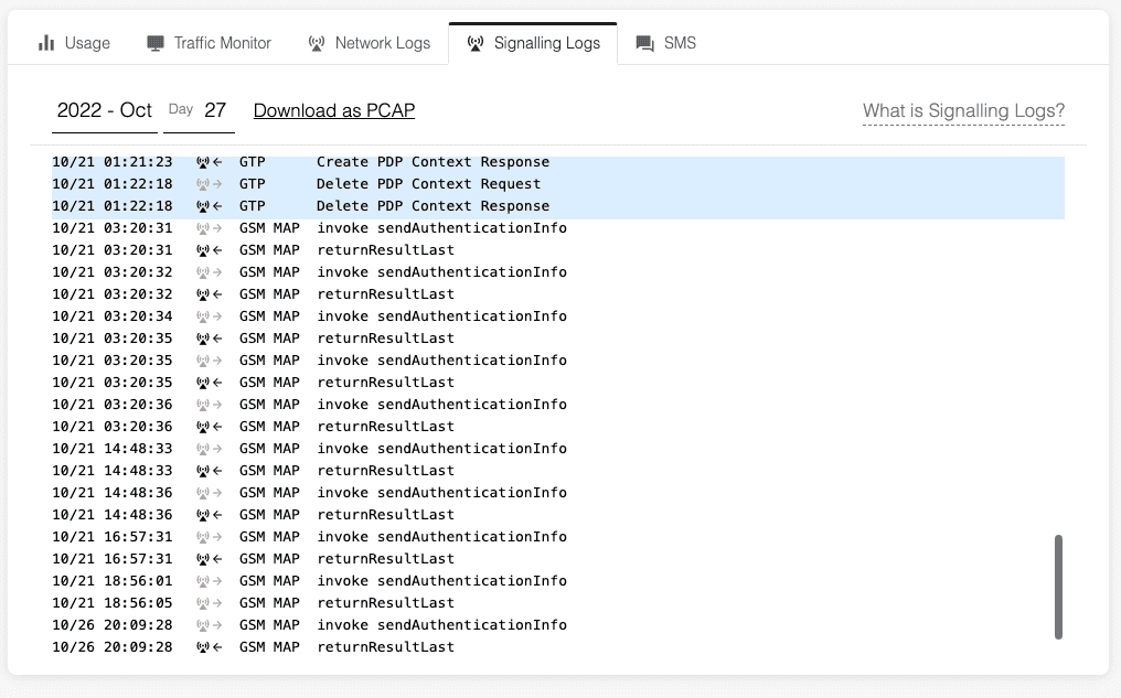 An authentication loop in Signaling Logs.